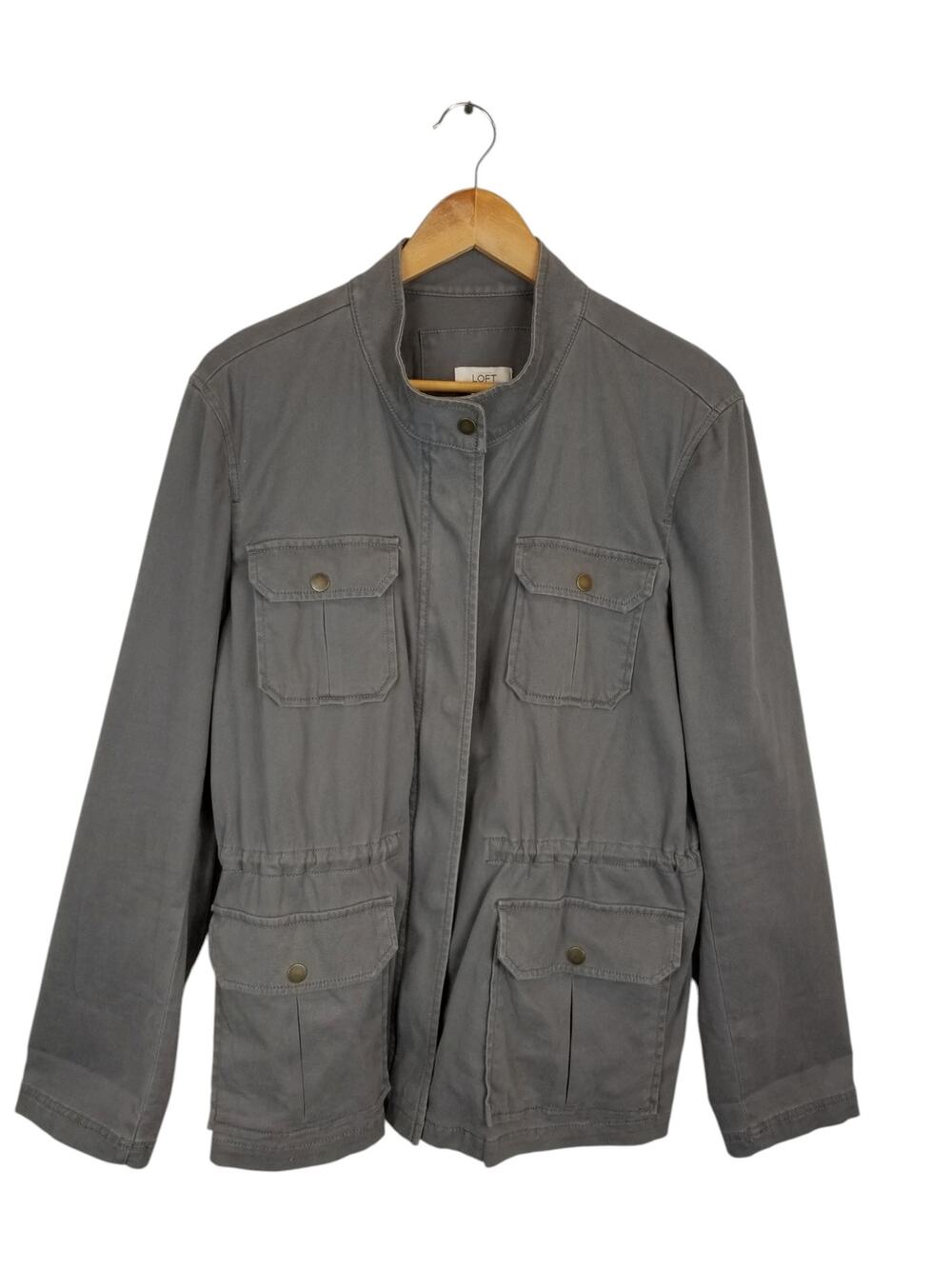 Loft Gray Utility Chore Jacket Pockets Womens Size XL